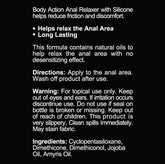 Body Action Anal Relaxer Silicone Lubricant 1.7 Oz Cream Anal Lubricant